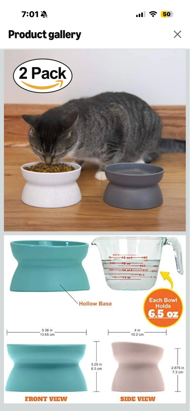 2 Pack Elevated Pet Bowls - Grey & White - photo 3