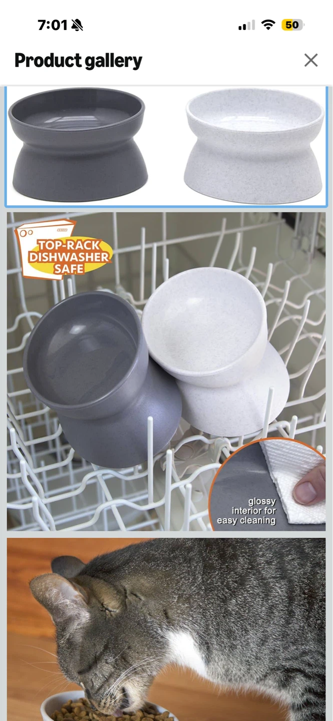 2 Pack Elevated Pet Bowls - Grey & White - photo 2