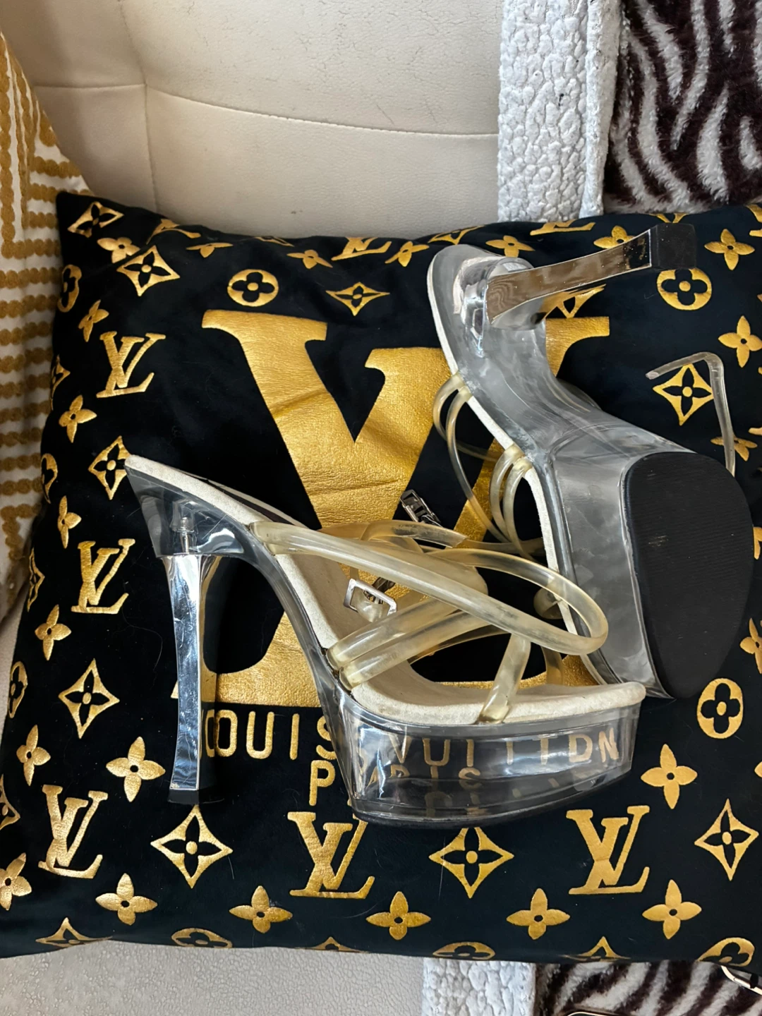 Pleaser Platform Heels - Clear Strappy Stilettos
