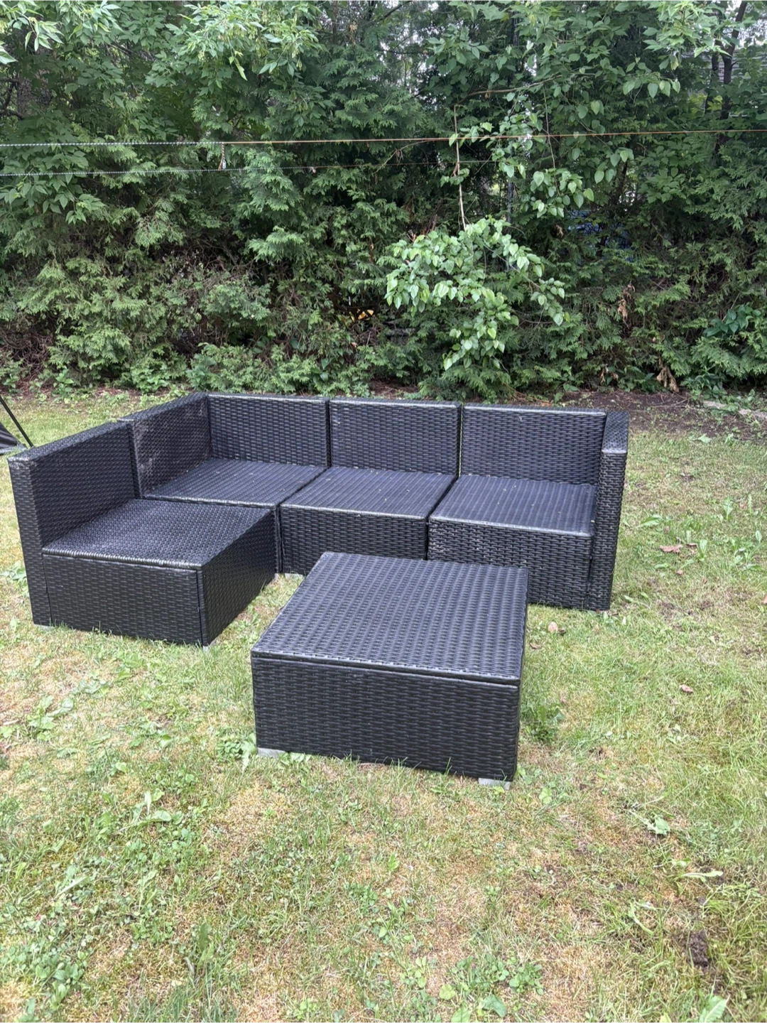 Black Rattan Outdoor Sofa Set with Coffee Table - photo 2