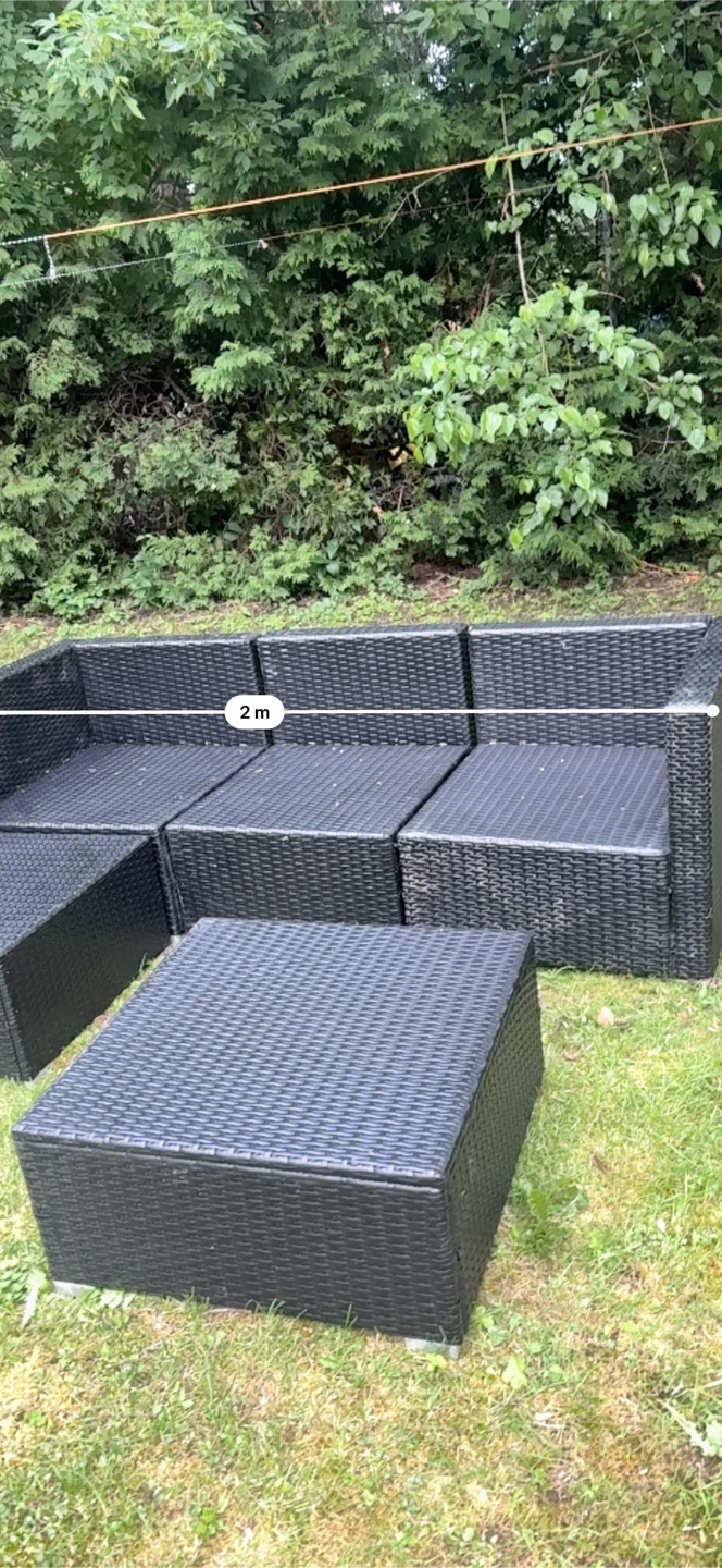 Black Rattan Outdoor Sofa Set with Coffee Table - photo 4
