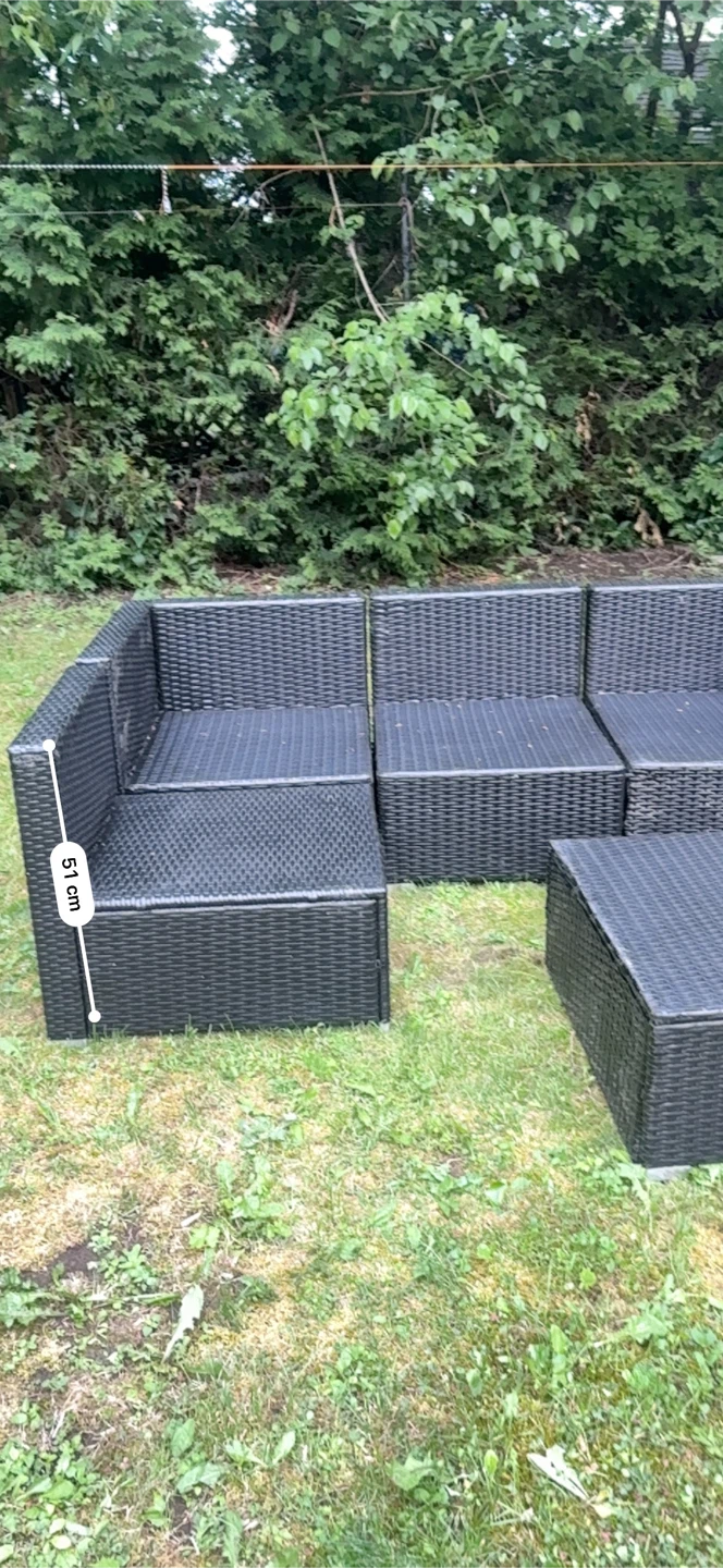 Black Rattan Outdoor Sofa Set with Coffee Table - photo 5