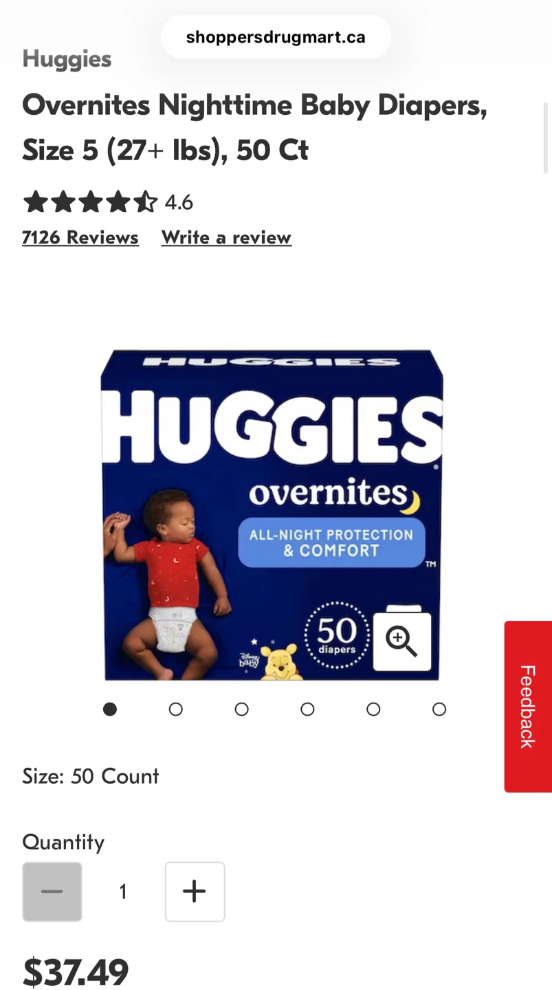 Huggies Overnites Diapers Size 5, 50 Count