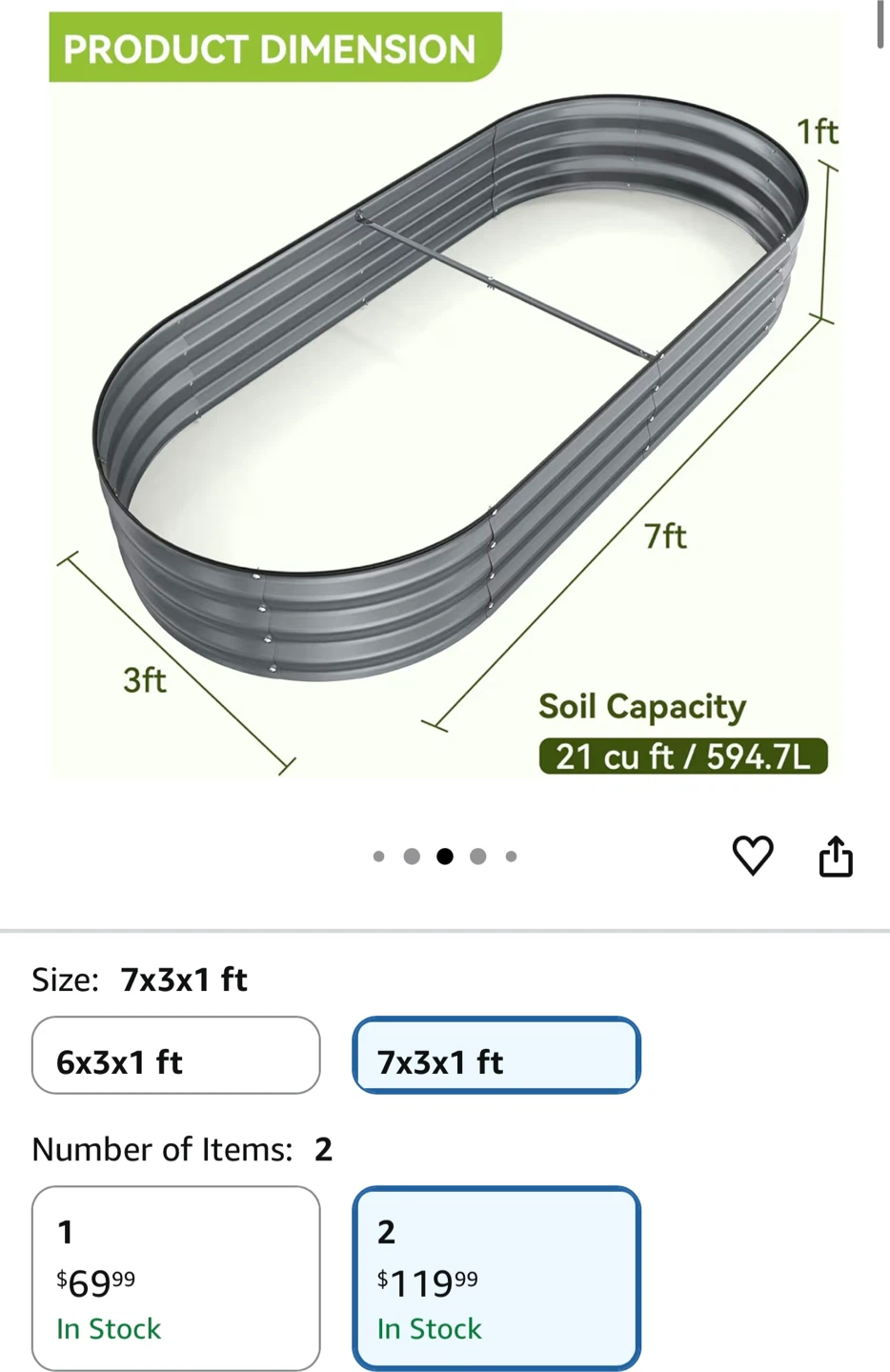7x3x1 ft Oval Metal Raised Garden Bed - photo 2