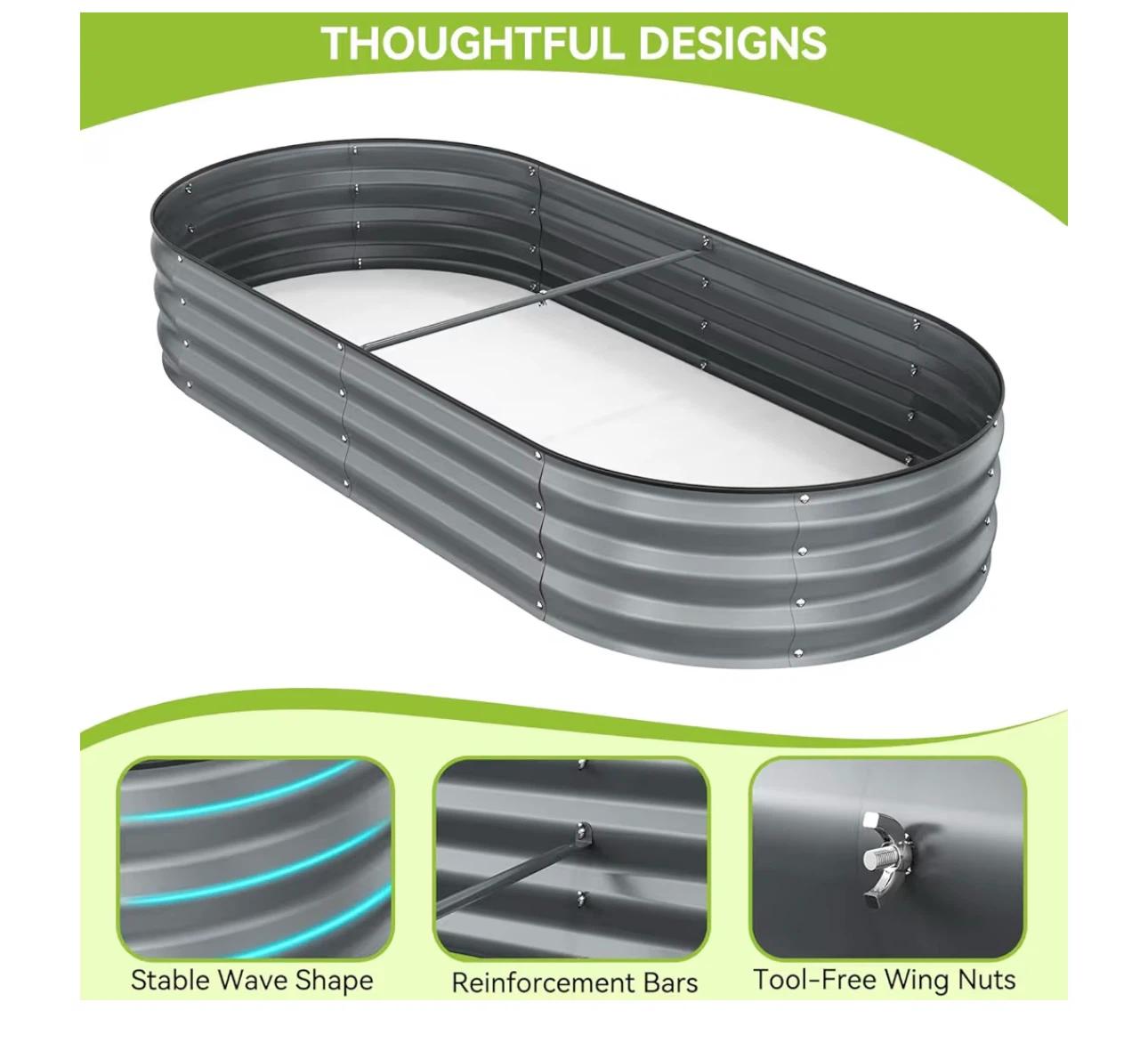 7x3x1 ft Oval Metal Raised Garden Bed - photo 4