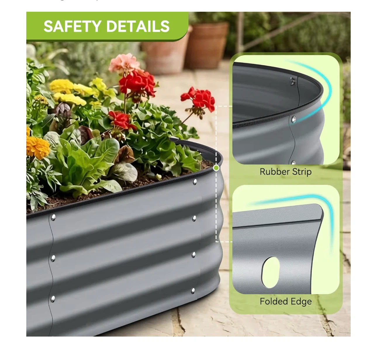 7x3x1 ft Oval Metal Raised Garden Bed - photo 5