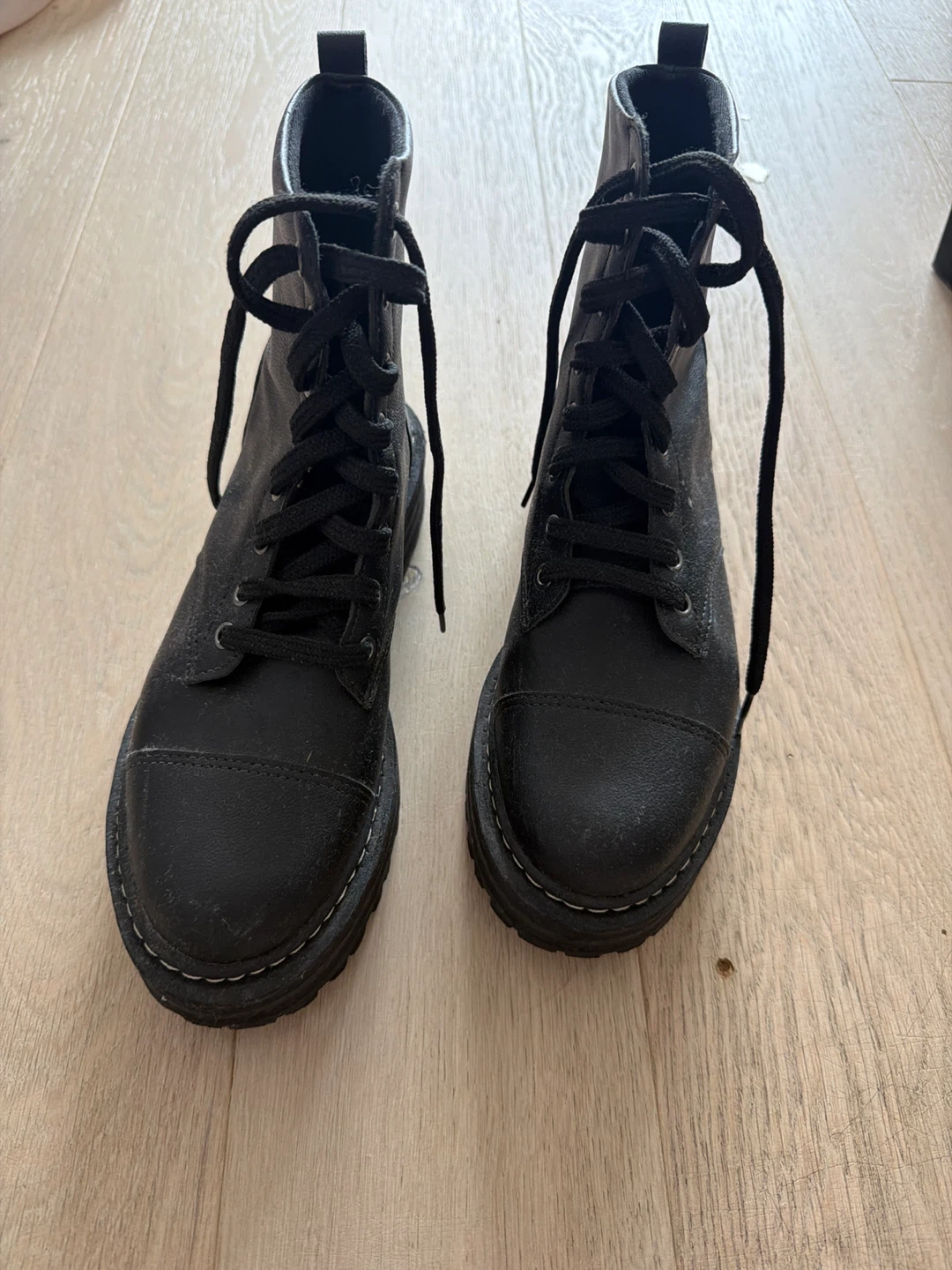 Black Lace-Up Combat Boots