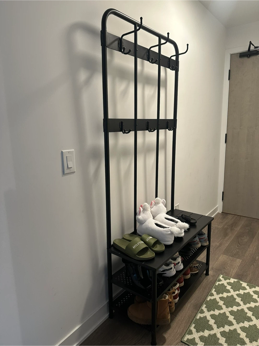 Black Hall Tree with Shoe Rack