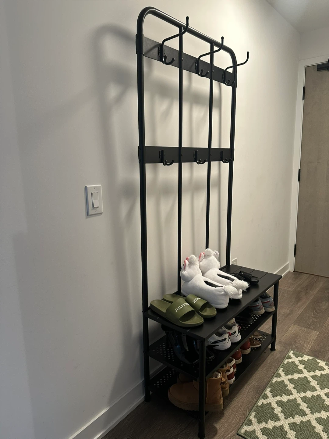 Black Hall Tree with Shoe Rack - photo 2