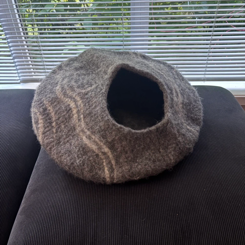 MEOWFIA Premium Felt Cat Bed Cave - Dark Grey, Large - photo 2