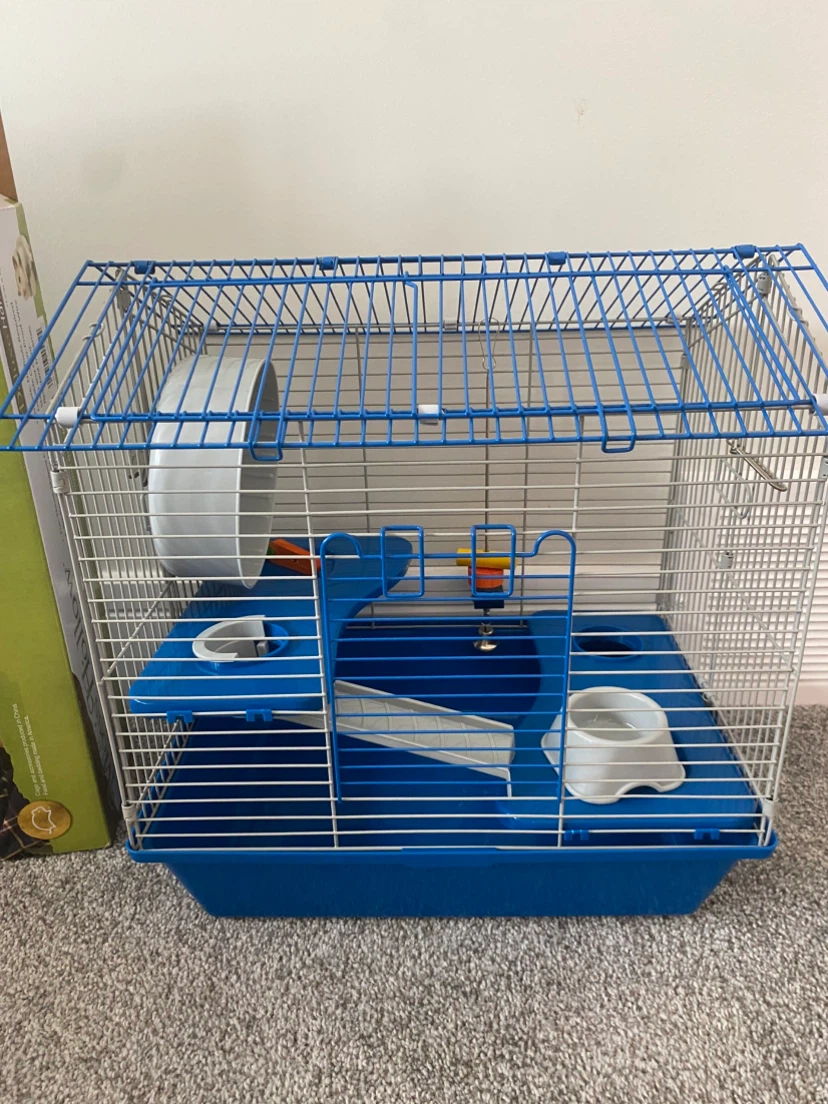 Blue Hamster Cage with Wheel and Accessories - photo 2