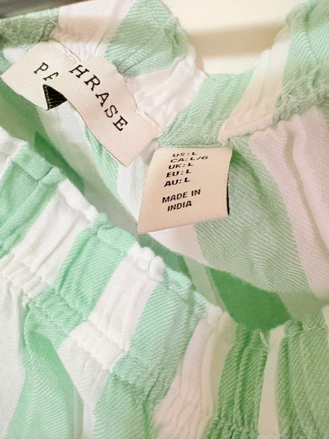 Green and White Striped Pajama Set - Size L - photo 4
