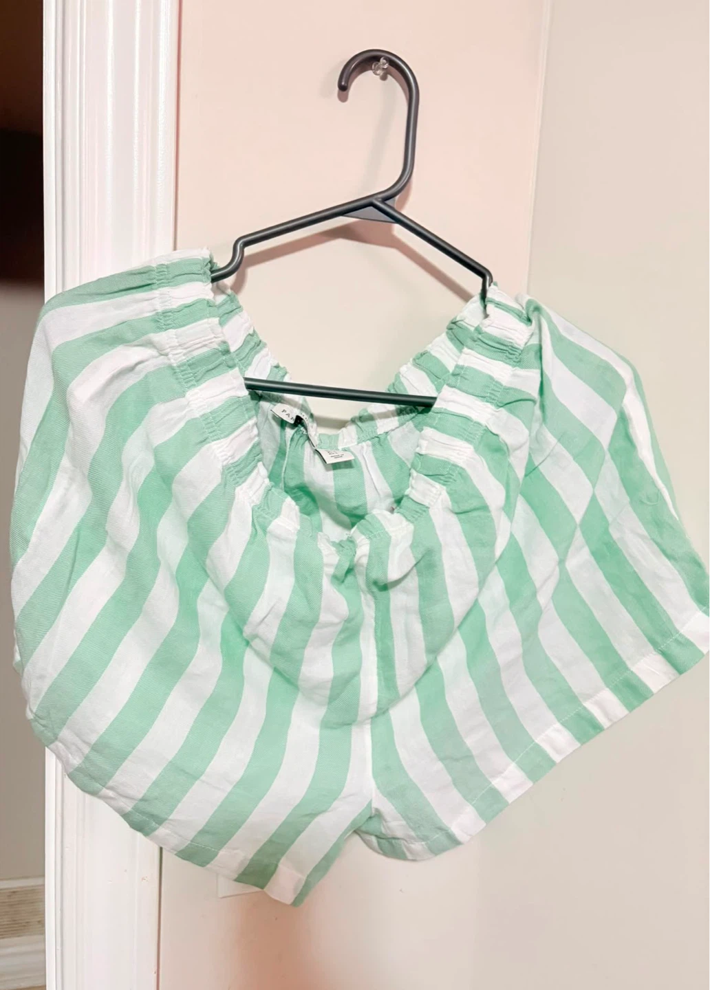 Green and White Striped Pajama Set - Size L - photo 5