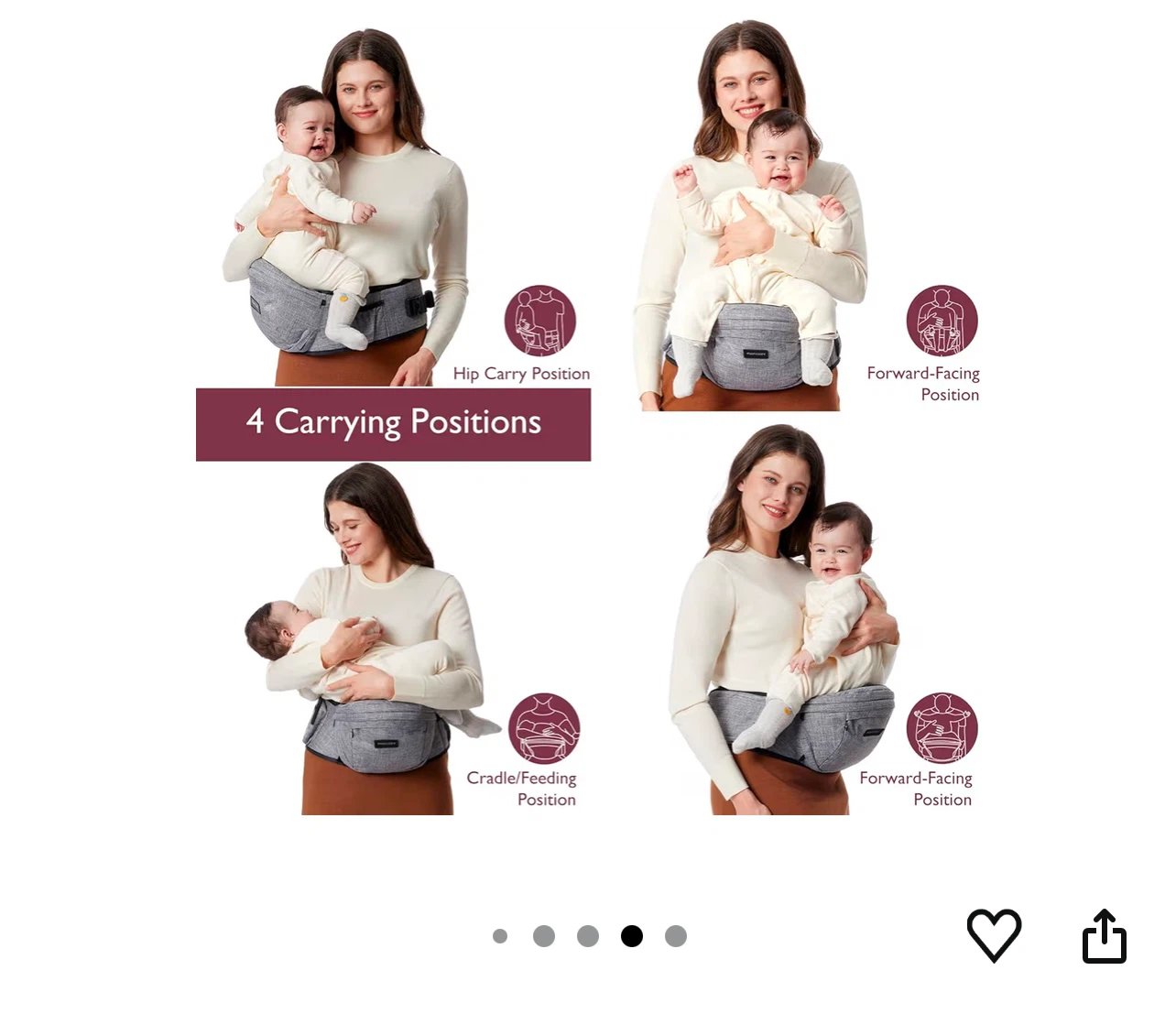 Momcozy Baby Carrier Hip Seat Grey - photo 4
