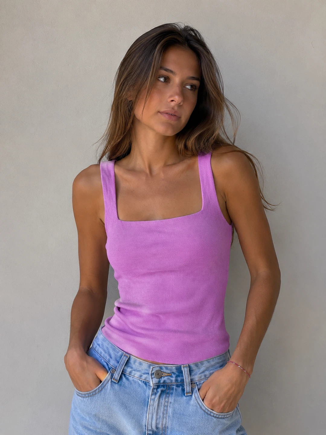 Women's Lilac Ribbed Tank Top