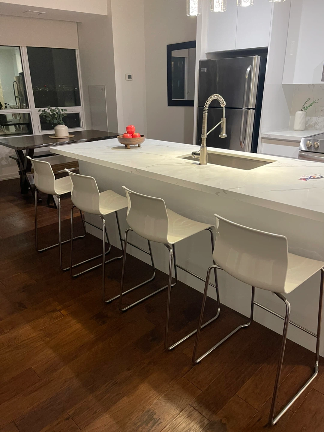 4 IKEA White Counter Height Stool with Chrome Base - photo 2