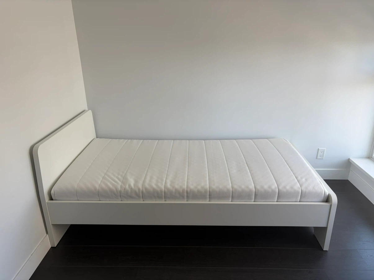 Ikea White Bed Frame with Mattress