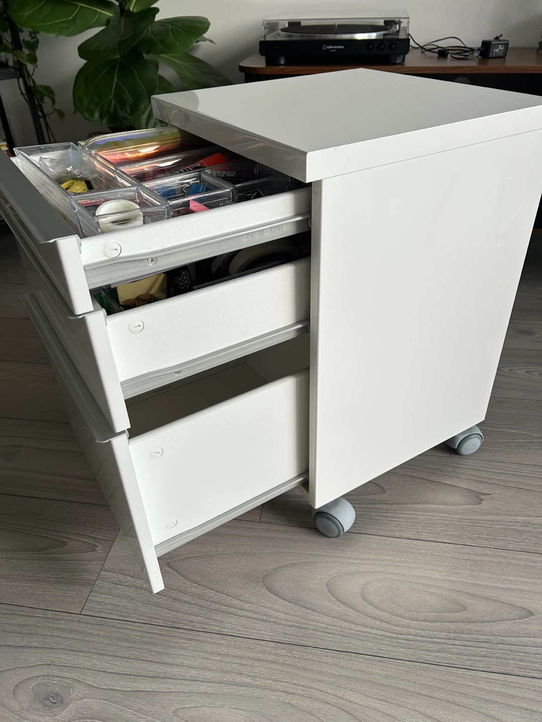 White 3-Drawer Rolling Storage Cabinet - photo 2