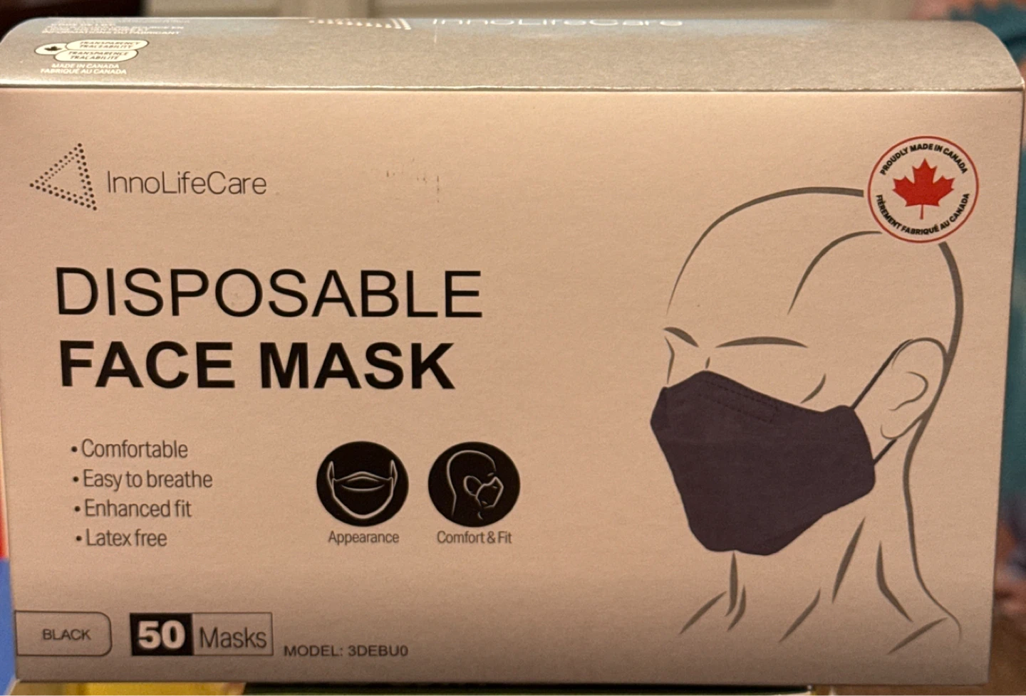 InnoLifeCare Disposable Face Masks - Black (50 pcs)