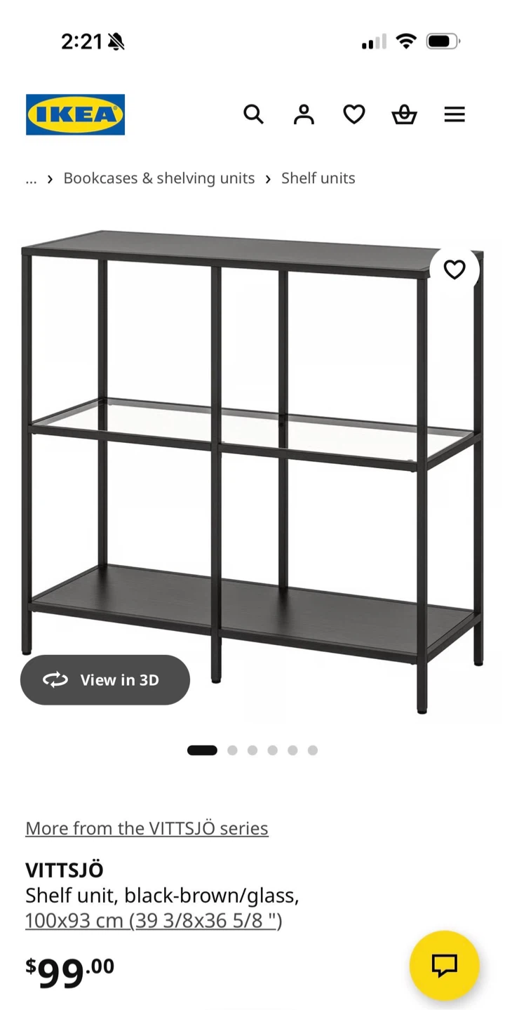 IKEA VITTSJÖ Shelf Unit - Black-Brown/Glass