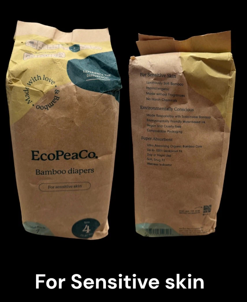 EcoPeaCo. Bamboo Diapers Size 4 for Sensitive Skin