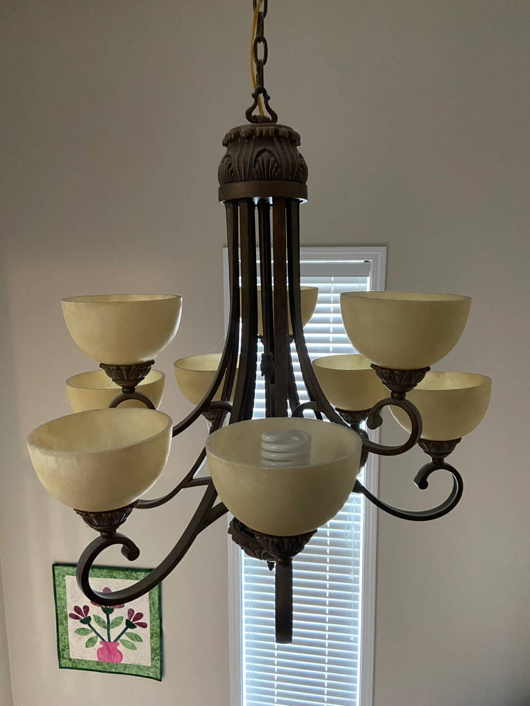 3 of Chandelier with 7 Yellow Glass Shades