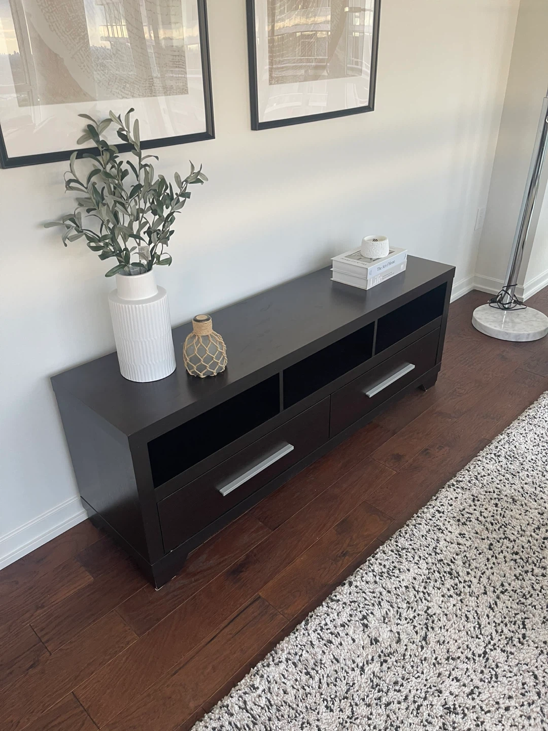 Dark Brown Media Console with Drawers