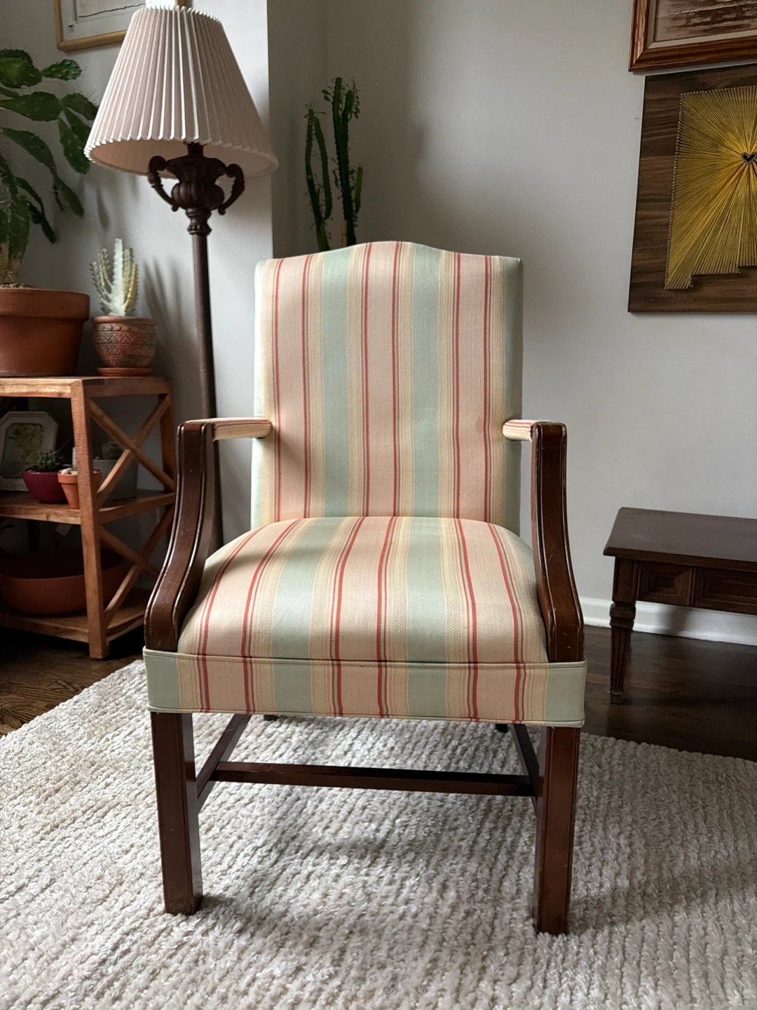 Striped Accent Chair pink, cream, baby blue