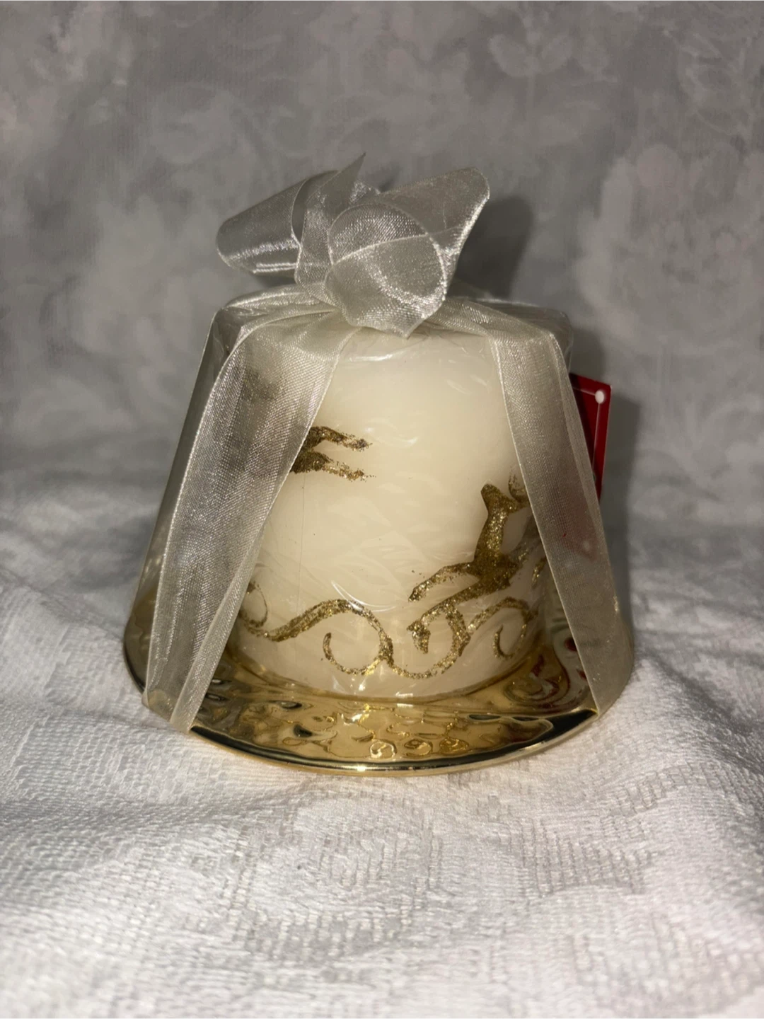 Decorative Candle with Gold Reindeer