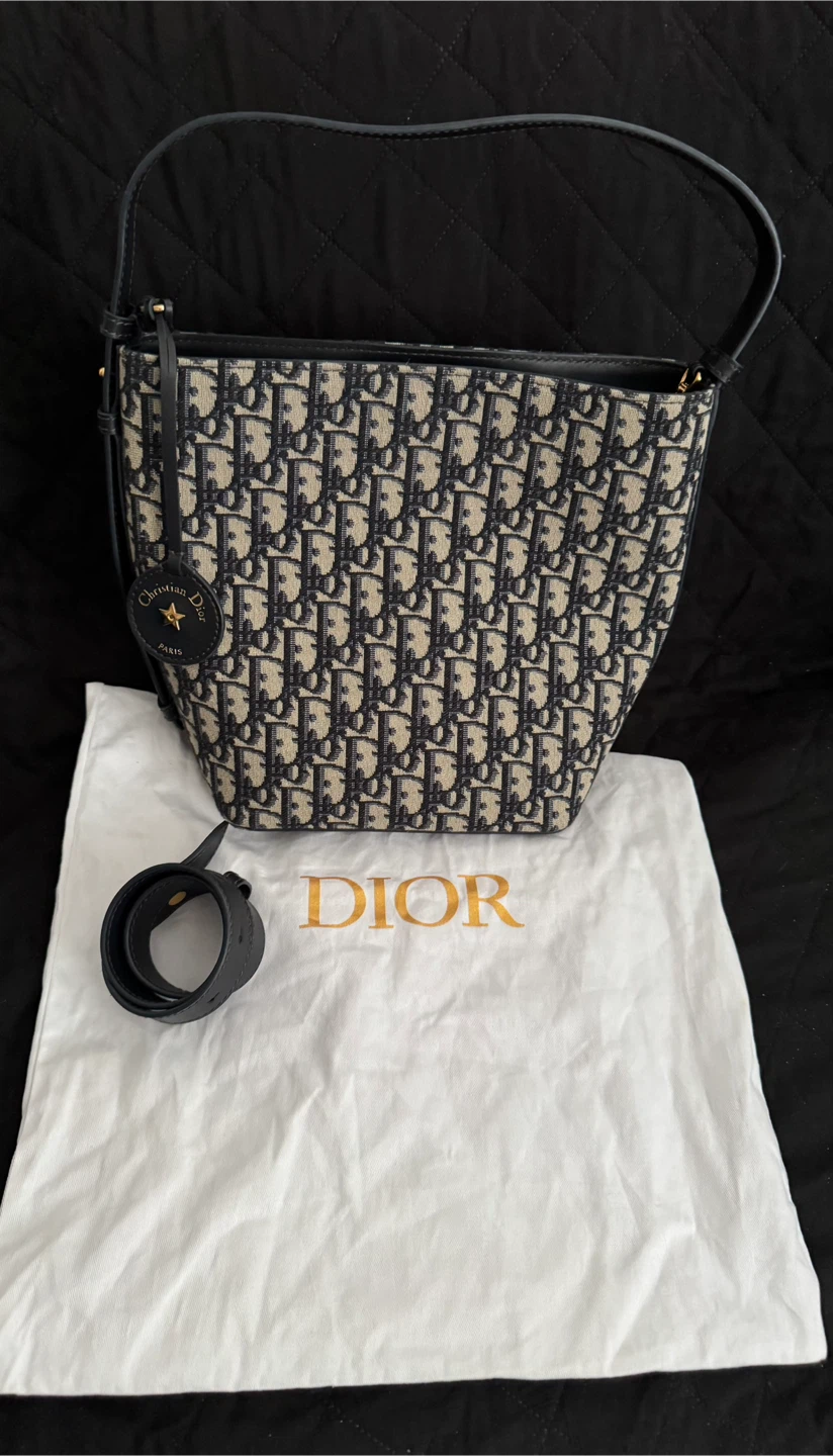 Pre-loved Christian Dior Canvas Oblique Bucket Bag
