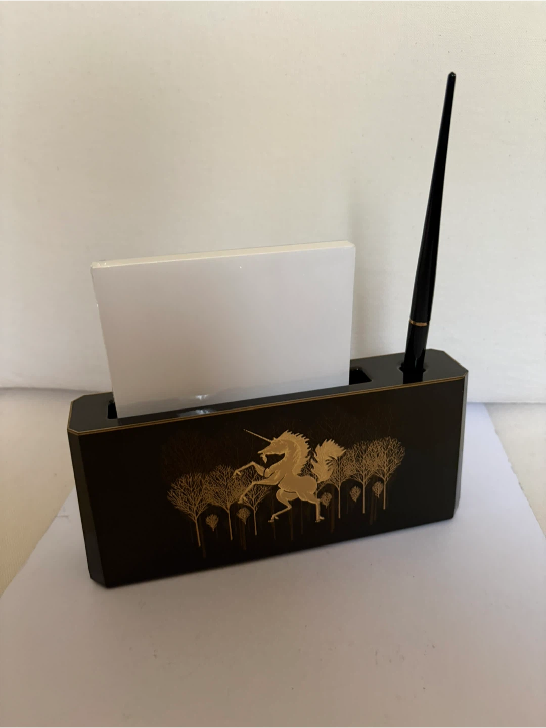 Vintage Japanese Lacquerware Pen Holder and Note
