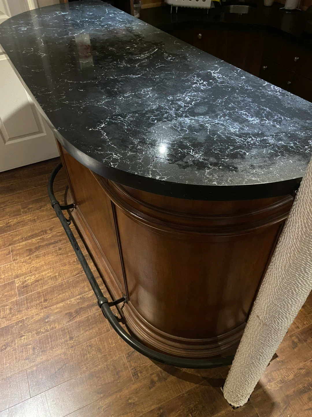 Wooden Bar with Marble Countertop