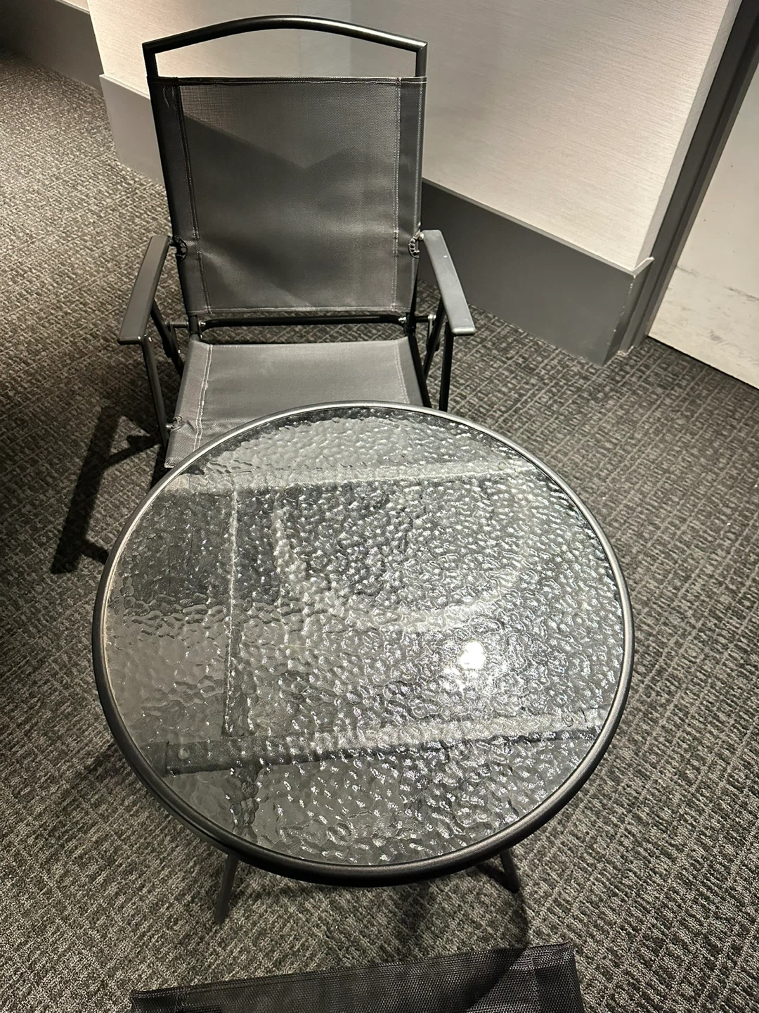 Black Metal Patio Set with Glass Table - photo 3