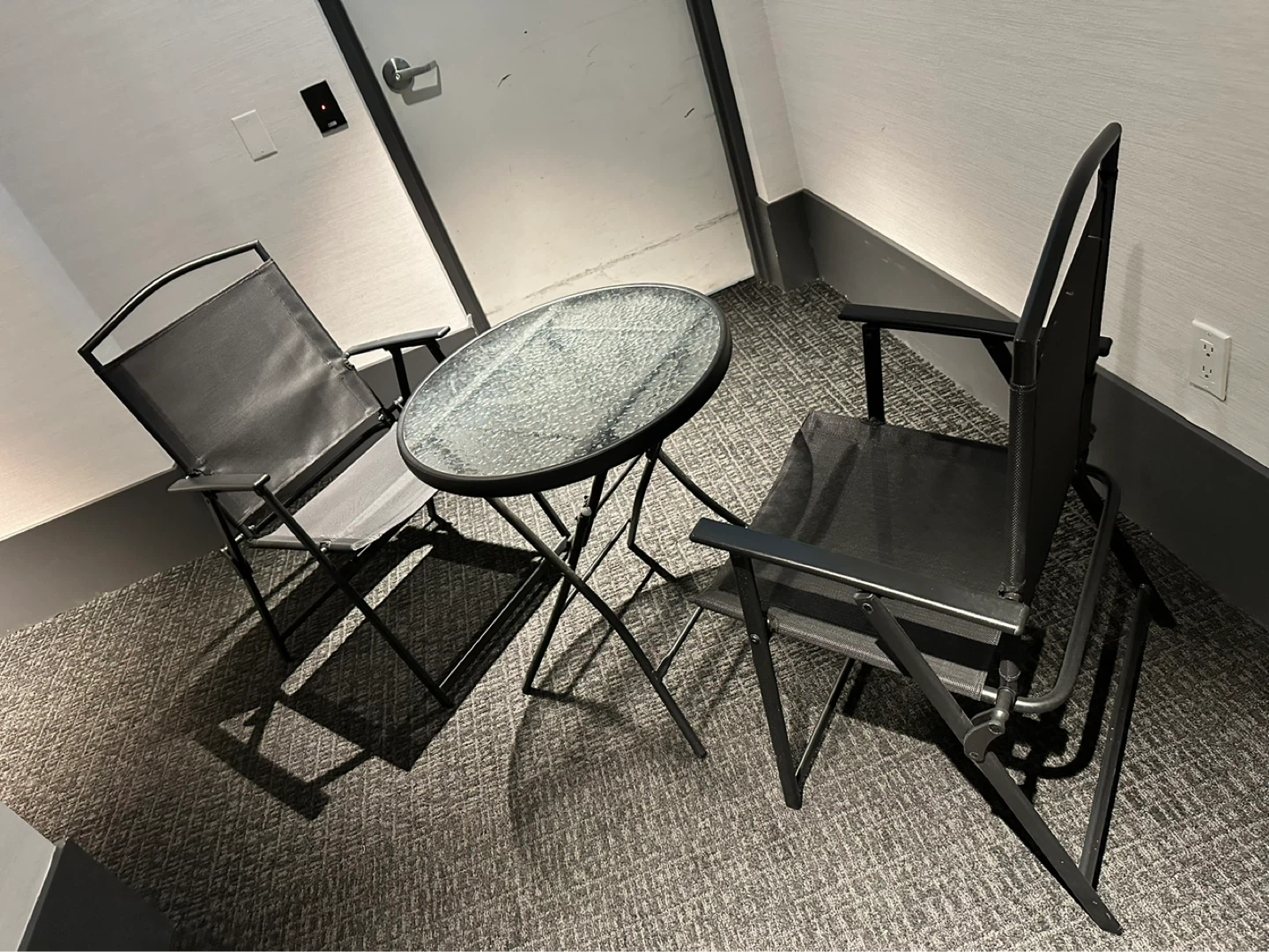 Black Metal Patio Set with Glass Table - photo 2