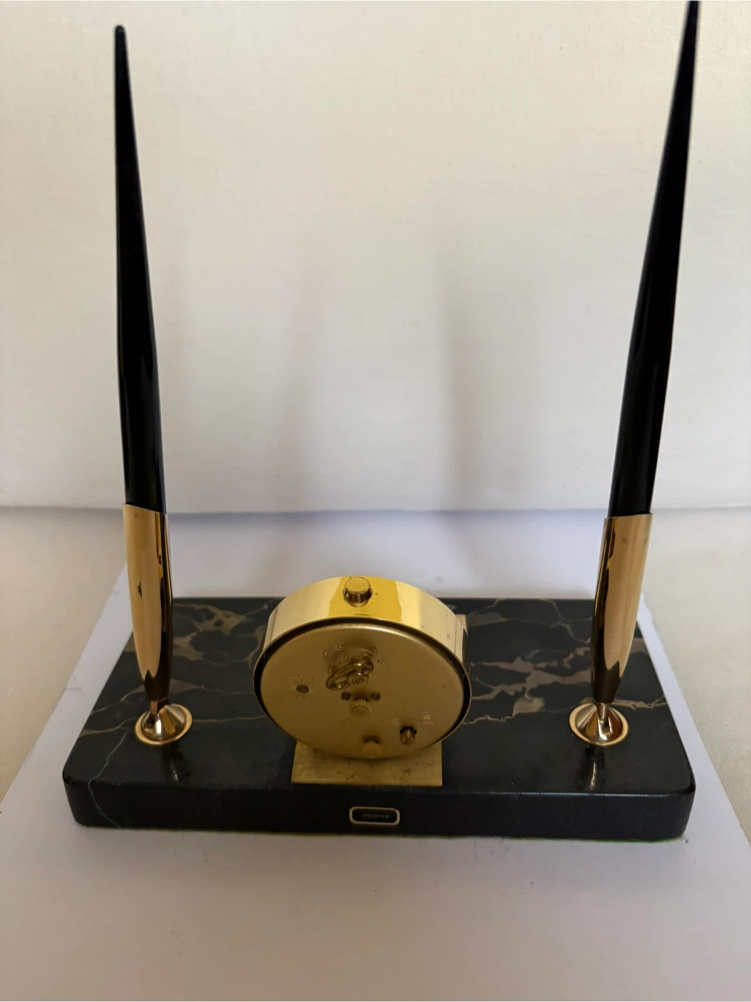 Vintage Sheaffer Desk Set with Alarm Mechanical Clock - photo 2