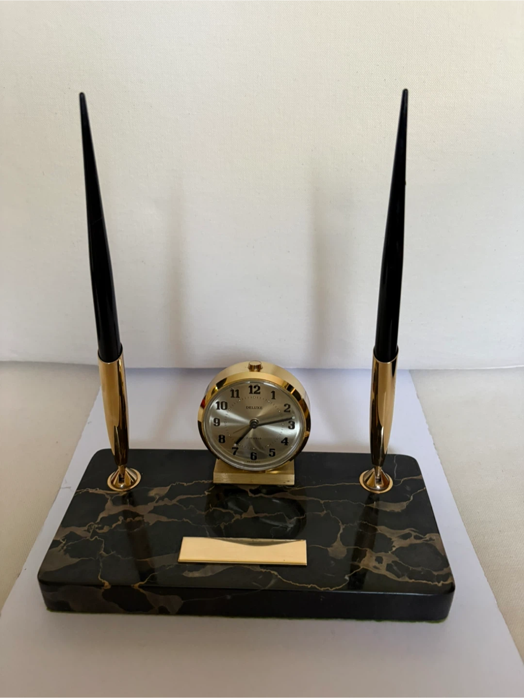 Vintage Sheaffer Desk Set with Alarm Mechanical Clock - photo 5
