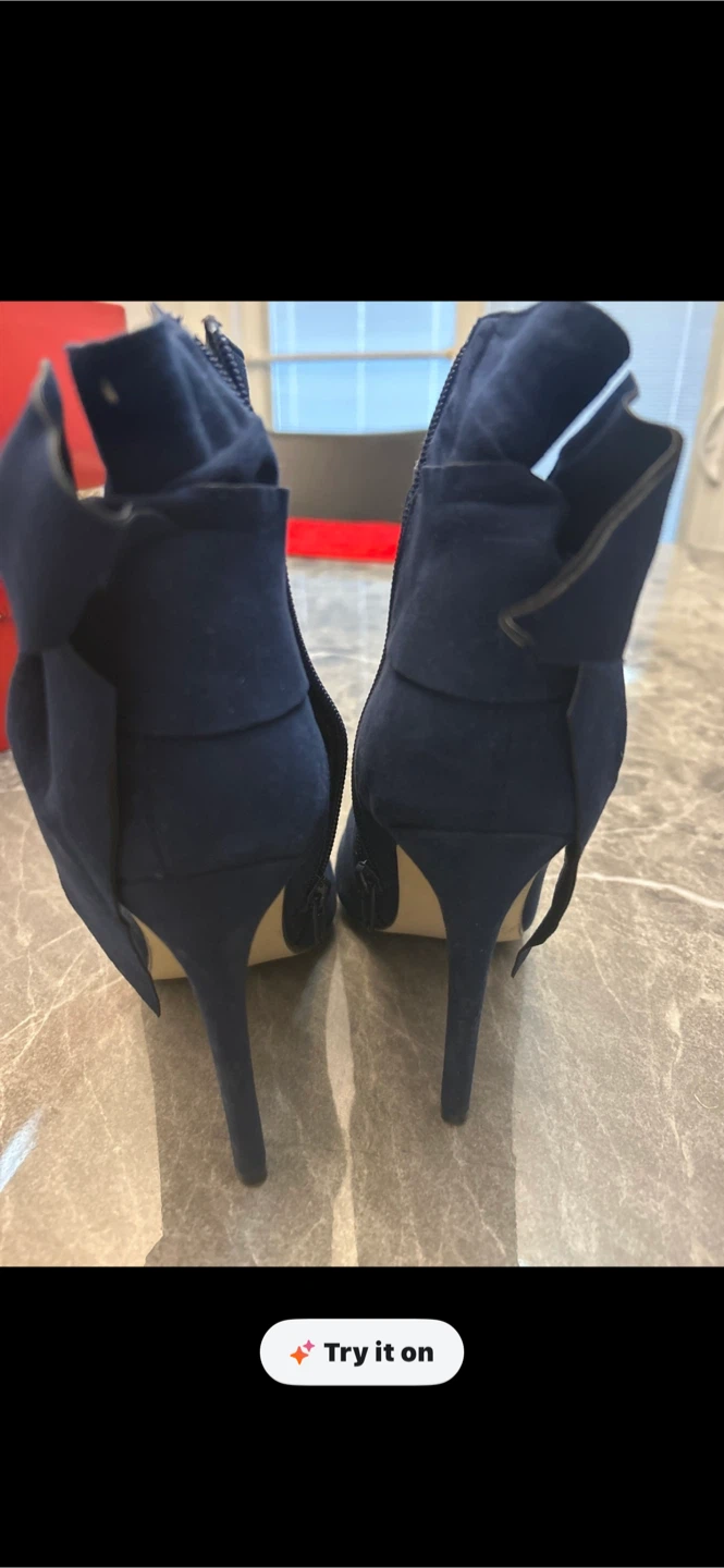 Karina Navy Blue Ankle Boots with Bows - photo 3