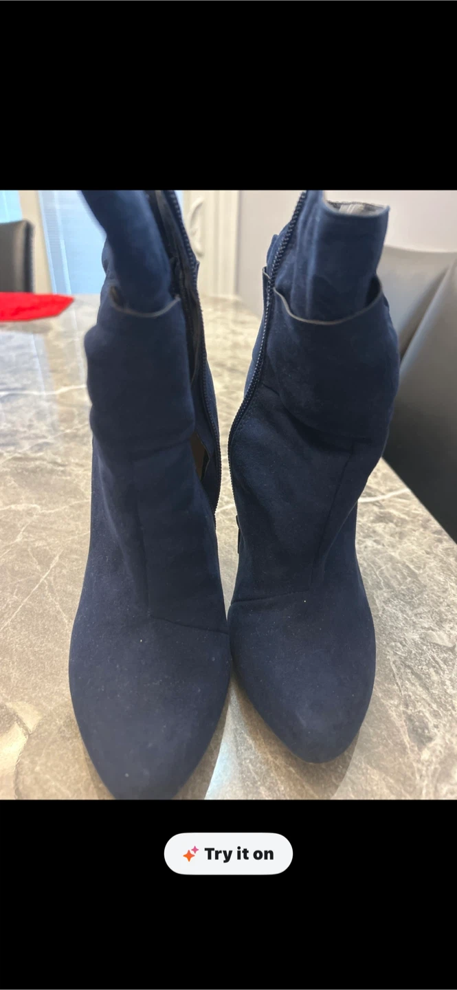 Karina Navy Blue Ankle Boots with Bows - photo 4