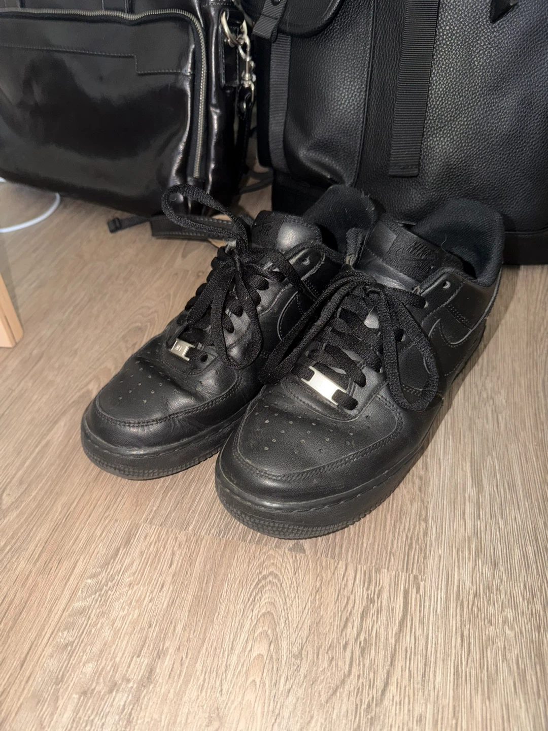 Nike Air Force 1 Black Leather Sneakers