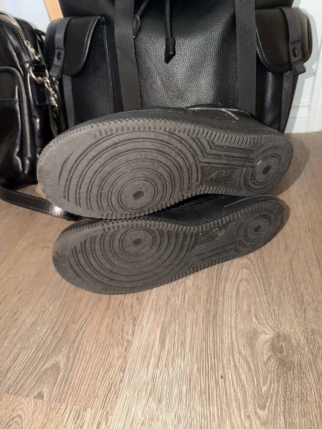 Nike Air Force 1 Black Leather Sneakers - photo 3