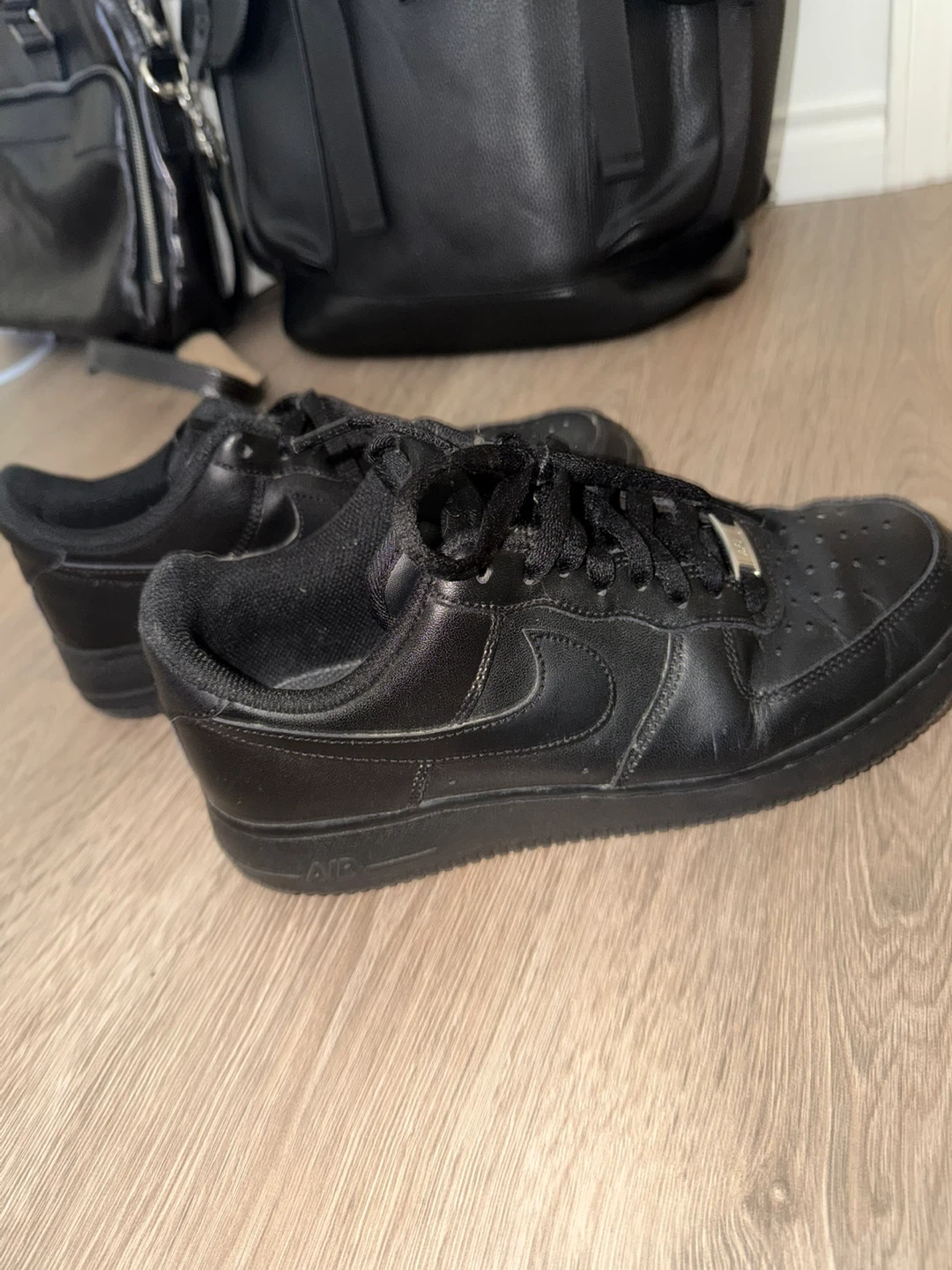 Nike Air Force 1 Black Leather Sneakers - photo 4