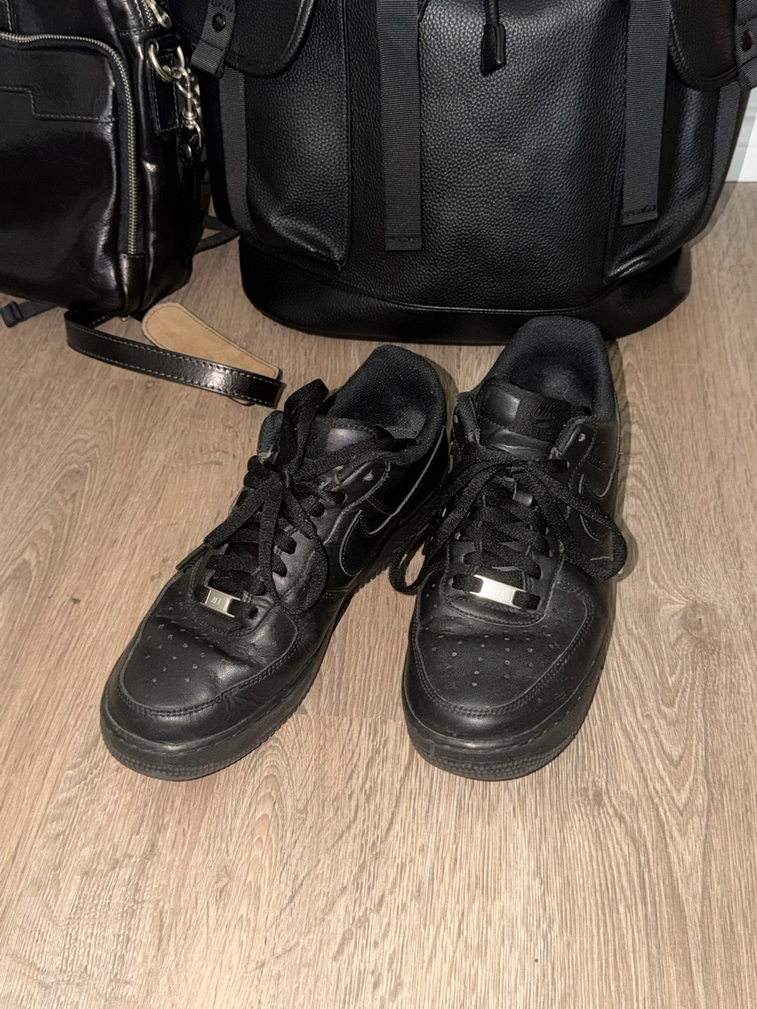 Nike Air Force 1 Black Leather Sneakers - photo 5