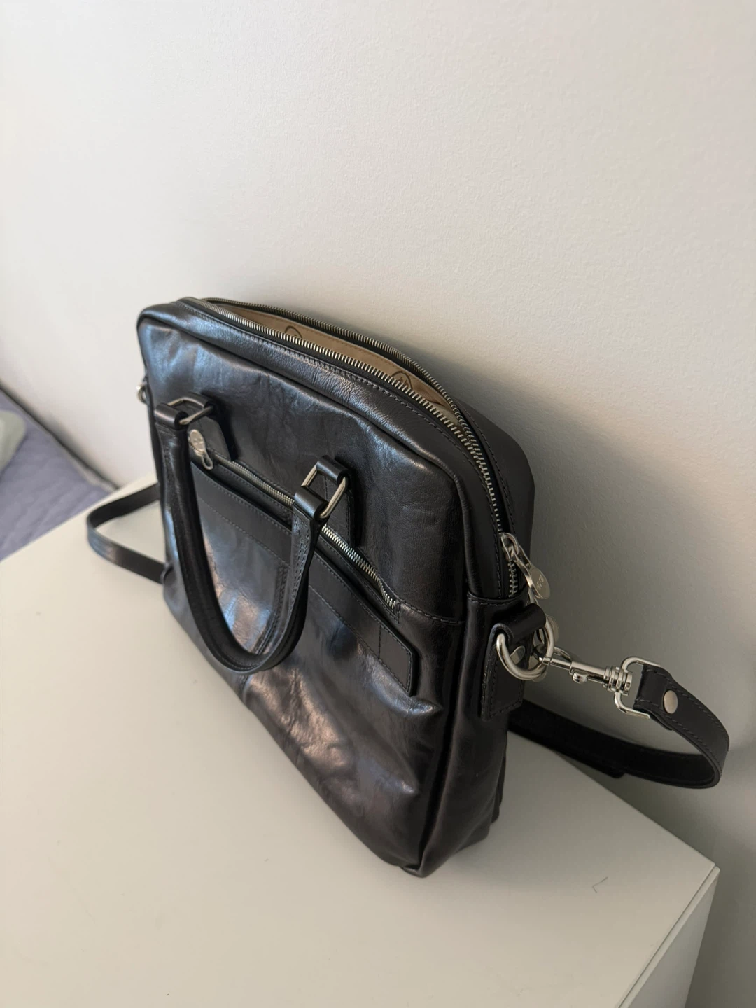 Men's Black Leather Briefcase - photo 2
