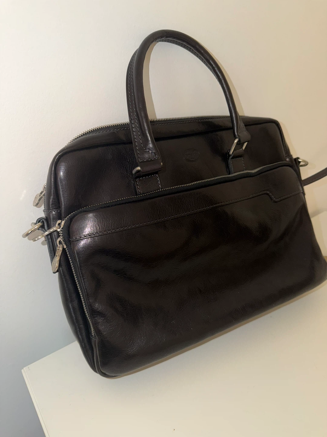 Men's Black Leather Briefcase - photo 4