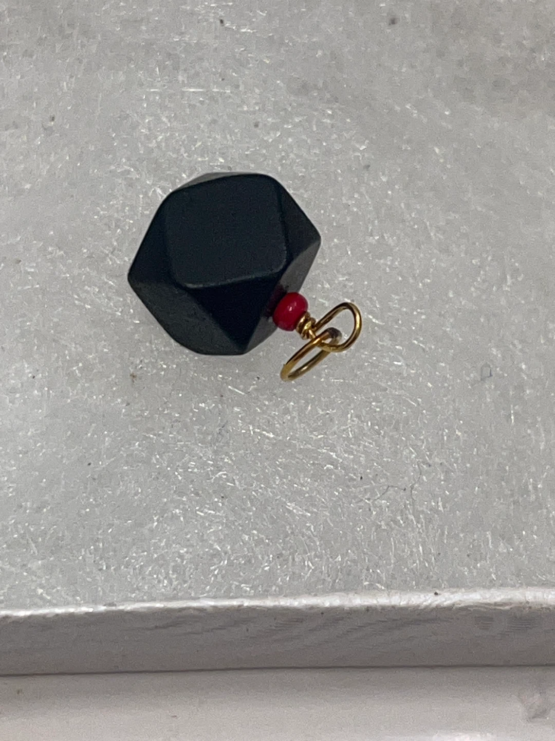 New (Azabache ) Black Gemstone Pendant with Red Accent