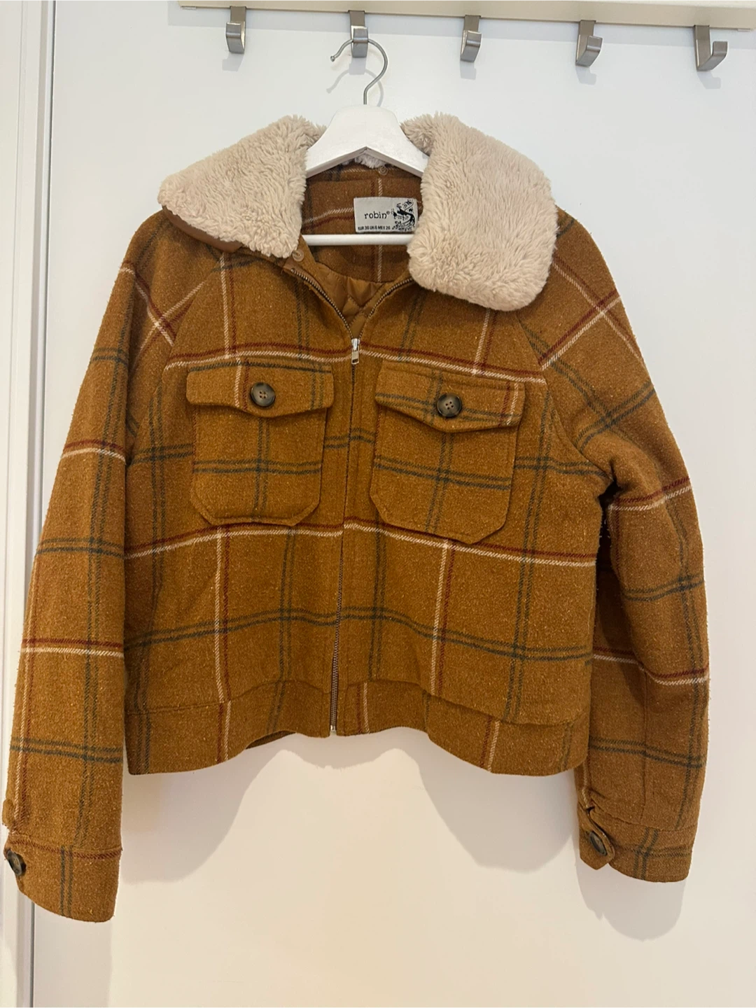 Robin Brown Plaid Jacket with Sherpa Collar - photo 2
