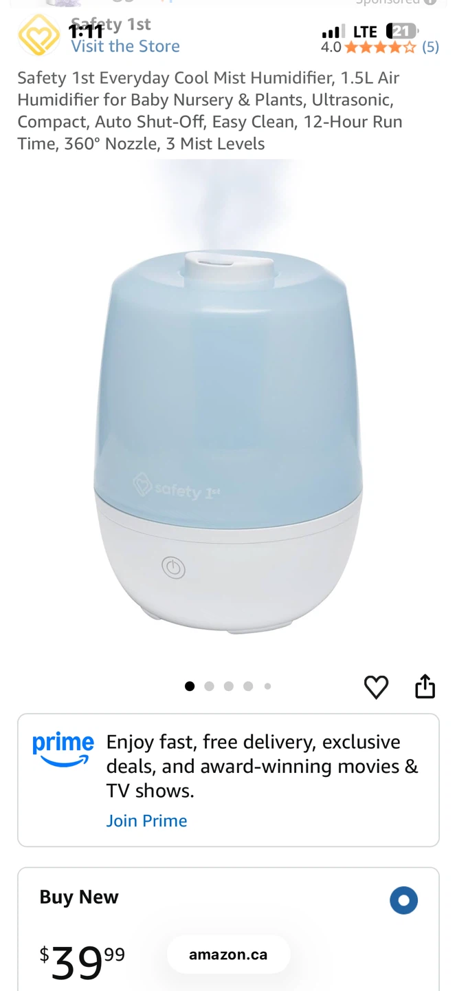 ✨ Brand New Safety 1st Everyday Cool Mist Humidifier (1.5L)