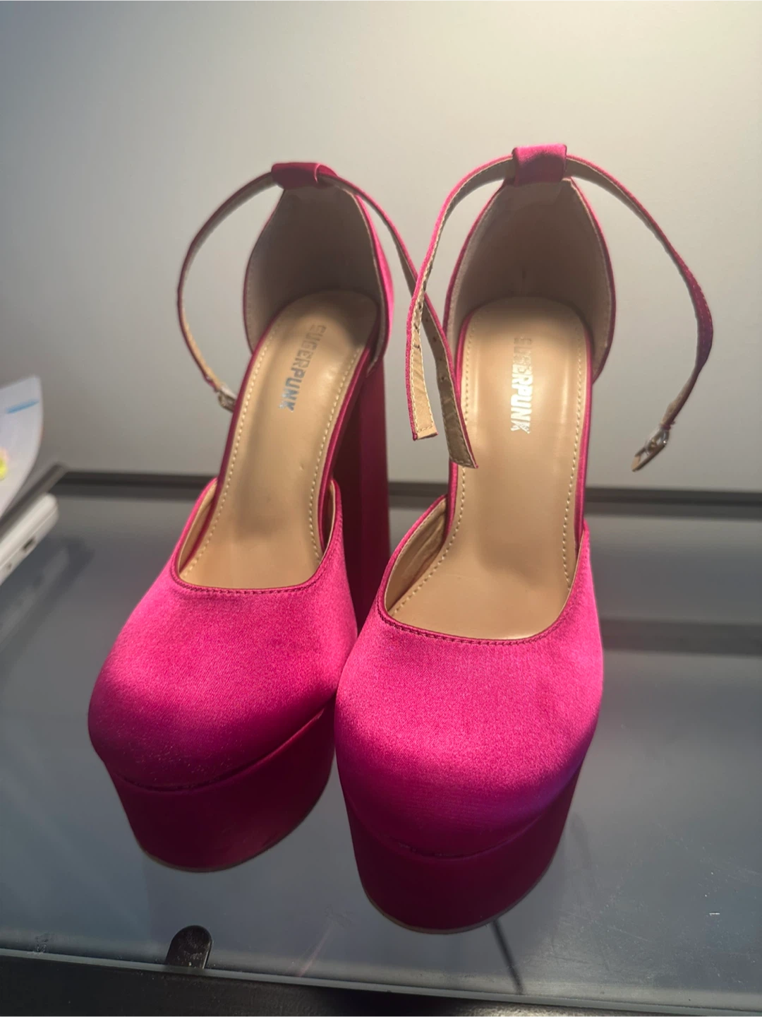 Hot Pink Platform Heels with Ankle Strap - SUPERTRANK - photo 3
