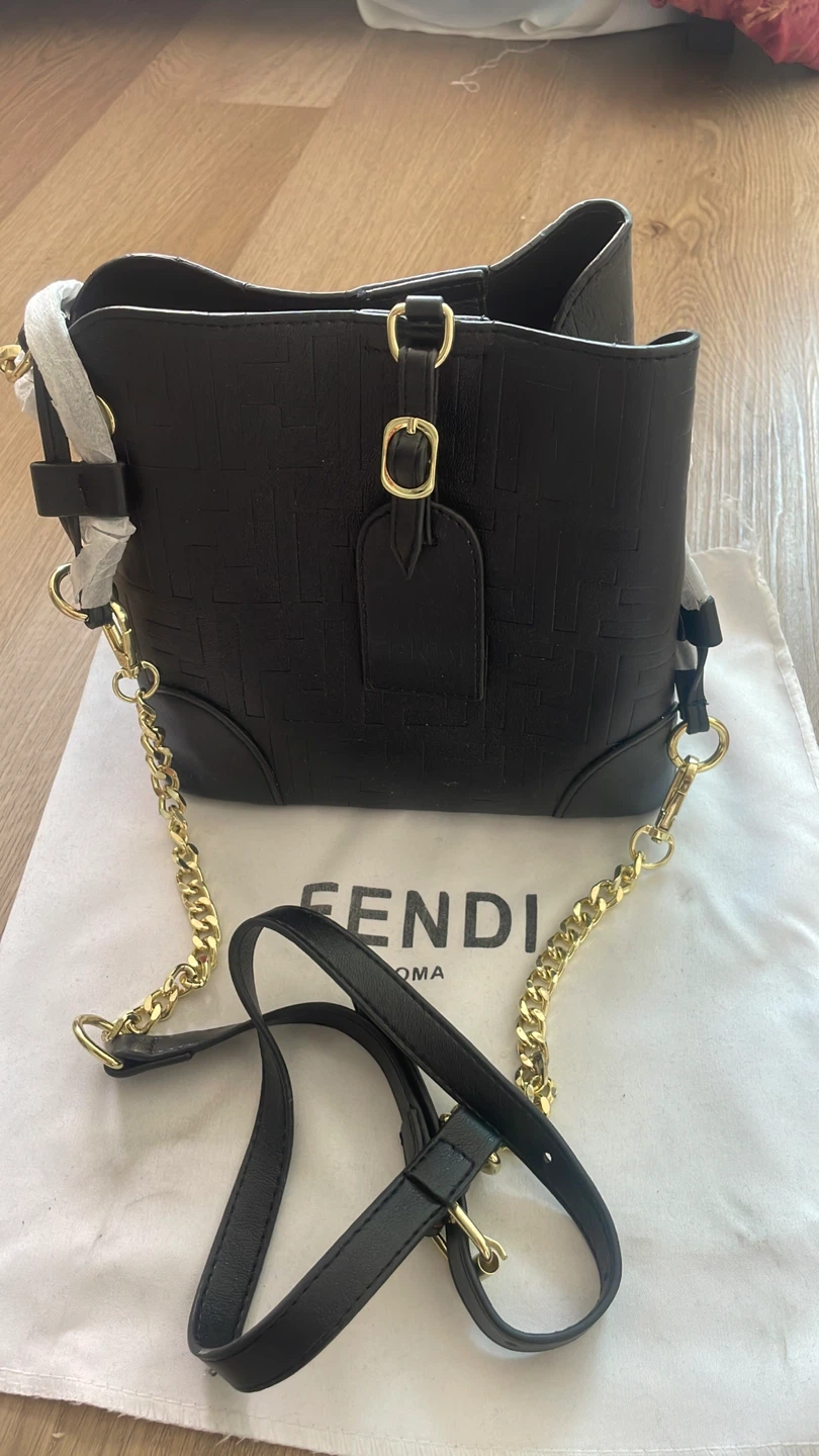 Fendi Black Leather Bucket Bag