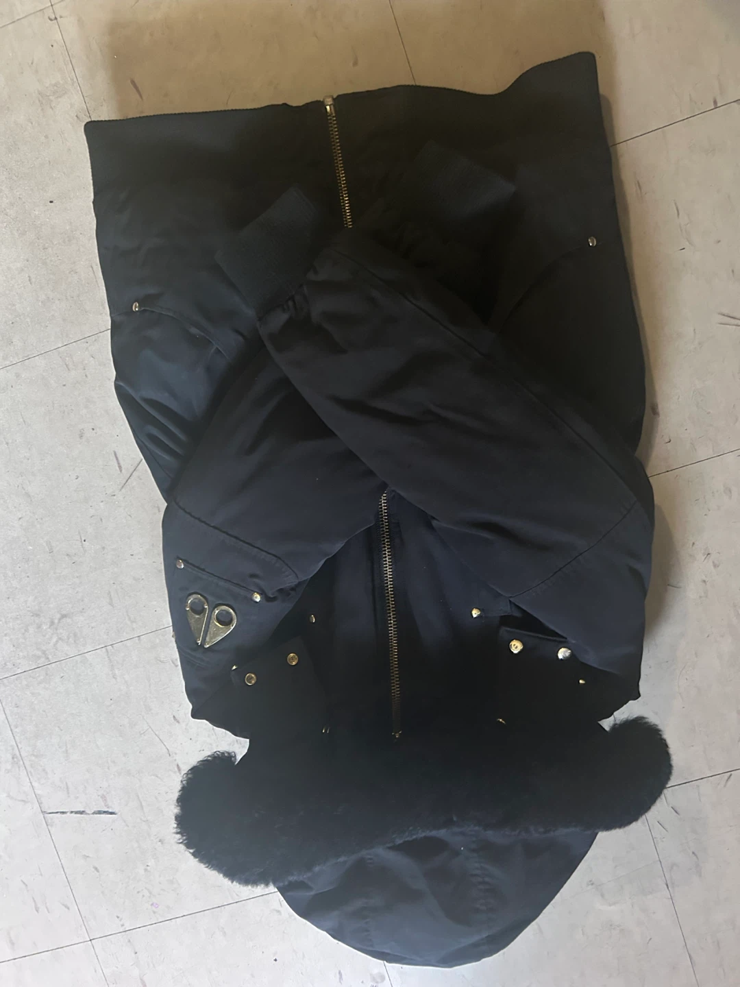 Moose Knuckles Black Bomber Jacket XL